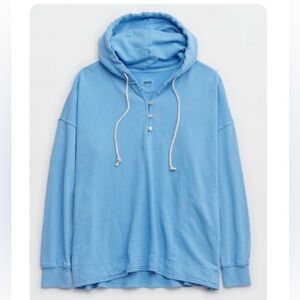 AERIE Oversized Beach Hoodie Light Blue